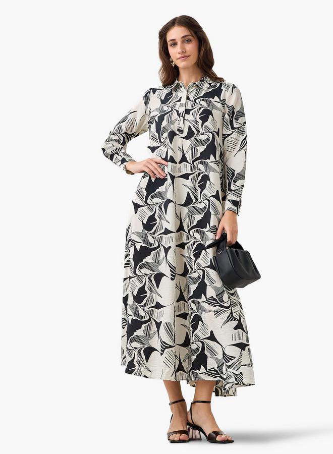 Iconic Printed Women Shirt Dress with Concealed Placket - Image 3